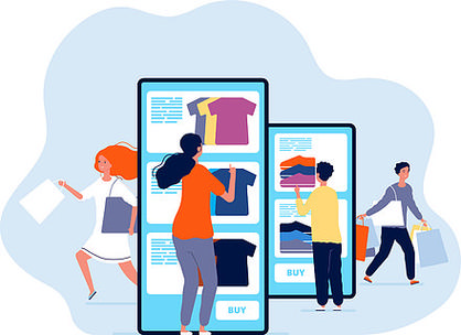 插图购物与智能手机,消费主义移动.网上购物.